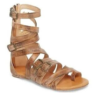 Bed Stu Seneca Gladiator Sandal Women size 6 flat Tan Leather Rustic Hippie Boho